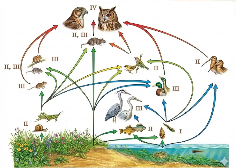 Пищевая сеть прибрежного болота-класс-кз